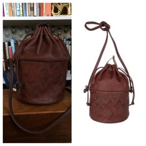 $249 PENDLETON Brown Leather Crossbody Bucket Bag